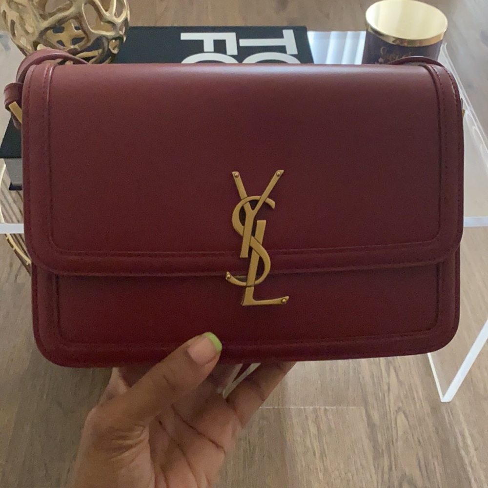 YSL Solferino Medium Shoulder Bag Opyum Red